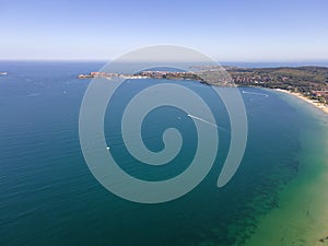 Aerial view of Gradina Beach near town of Sozopol,  Bulgaria