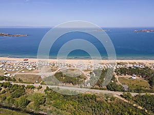 Aerial view of Gradina Beach near town of Sozopol,  Bulgaria