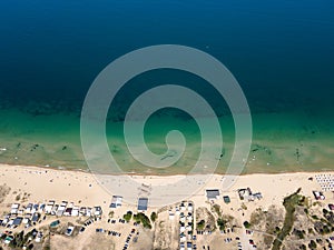 Aerial view of Gradina Beach near town of Sozopol,  Bulgaria