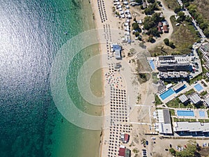 Aerial view of Gradina Garden Beach near town of Sozopol, Bulgaria