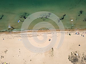 Aerial view of Gradina Garden Beach near town of Sozopol, Bulgaria