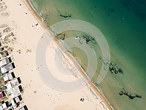 Aerial view of Gradina Garden Beach near town of Sozopol, Bulgaria