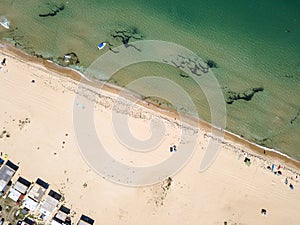 Aerial view of Gradina Garden Beach near town of Sozopol, Bulgaria