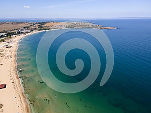 Aerial view of Gradina Garden Beach near town of Sozopol, Bulgaria