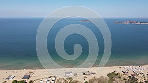 Aerial view of Gradina Garden Beach near town of Sozopol, Bulgaria