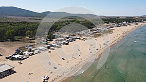 Aerial view of Gradina Garden Beach near town of Sozopol, Bulgaria