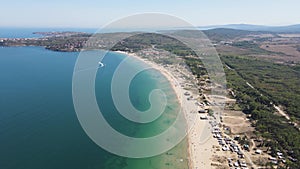 Aerial view of Gradina Garden Beach near town of Sozopol, Bulgaria