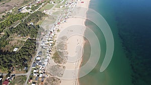 Aerial view of Gradina (Garden) Beach near town of Sozopol, Bulgaria