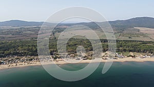 Aerial view of Gradina (Garden) Beach near town of Sozopol, Bulgaria