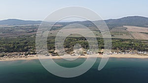 Aerial view of Gradina (Garden) Beach near town of Sozopol, Bulgaria