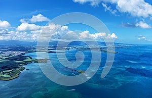 Aerial view of Grand Cul de Sac Marin, Baie Mahault, Basse-Terre, Guadeloupe, Lesser Antilles, Caribbean