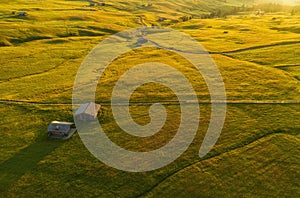 Aerial view of the grand landscape of the Dolomites