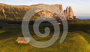 Aerial view of the grand landscape of the Dolomites