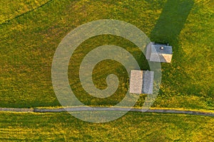 Aerial view of the grand landscape of the Dolomites