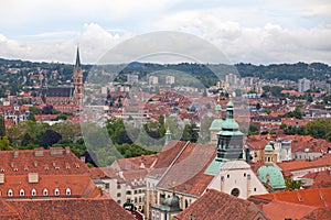 Aerial view of Graz Cathedral