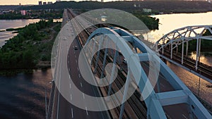 Aerial view of a great big city bridge.