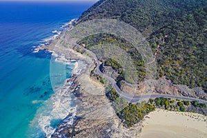 Aerial view of Great Ocean Road.