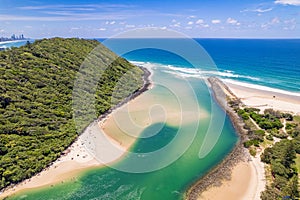 Aerial view of green and blue in the Gold Coast