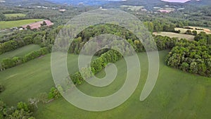 Aerial view green covered forest in the mountains of Poconos in Pennsylvania