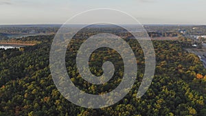 Aerial view green covered forest of Poconos in Pennsylvania