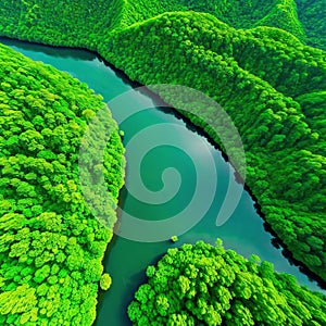 Aerial view of a green Epic Clean environmentally friendly sustainable development Green