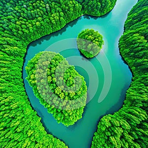Aerial view of a green Epic Clean environmentally friendly sustainable development Green