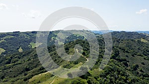 Aerial view of Green Forest Hills at Las Trampas Regional Wilderness Park Fly forward