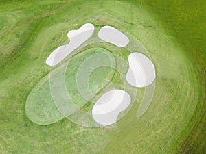 Aerial view of the green golf course
