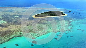 Aerial view of Green Island reef at the Great Barrier Reef Queen