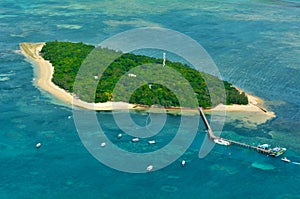 Aerial view of Green Island reef at the Great Barrier Reef Queen