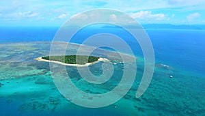 Aerial view of Green Island reef at the Great Barrier Reef Queen