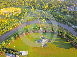 Aerial view green park in downtown Houston, Texas, USA