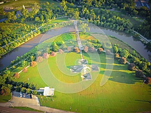 Aerial view green park in downtown Houston, Texas, USA