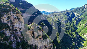 Aerial view of green peak mountain