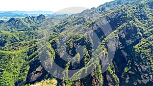 Aerial view of green peak mountain