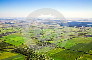 Aerial view of a green rural area
