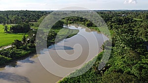 Aerial view green scenery of river