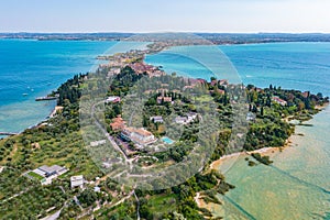 Aerial view of Grotte di Catullo in Sirmione in Italy