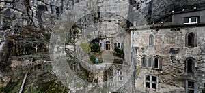 Aerial view of the Grotto of Maria Magdalena in France, Plan D`Aups, the massif St.Baum, holy fragrance, famous place