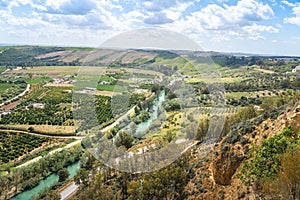 Aerial view of Guadalete River and Valley - Arcos de la Frontera, Cadiz, Spain photo