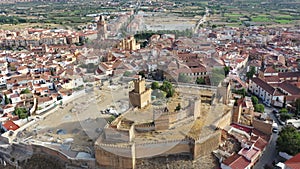 Aerial view of Guadix city and Alcazaba fortness in the south of Spain