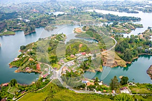 Aerial view of Guatape in Antioquia, Colombia photo