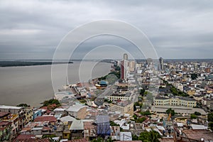 Aerial view of Guayas River and Guayaquil city - Guayaquil, Ecuador photo