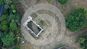 Aerial view of Guildford St Catherine`s Hill and Chapel England