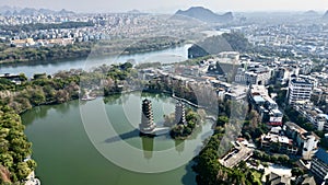 Aerial view of Guilin city in China