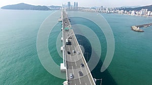 Aerial View of Gwangandaegyo, Busan, South Korea, Asia