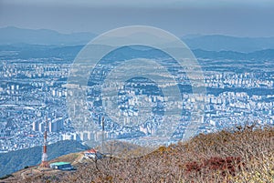 Aerial view of Gwangju from Mudeungsan national park, Republic of Korea