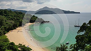 Aerial View Haad Laem Sing Beach Phuket Thailand