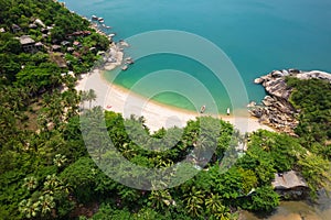 Aerial view of the Haad than sadet beach in Koh Phangan island, Thailand