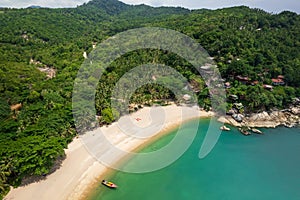 Aerial view of the Haad than sadet beach in Koh Phangan island, Thailand